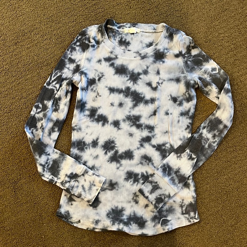 Forever 21 Thermal M/M Blue Tie-Dyed Top